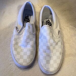 Vans White Checkered Slip-On Shoes